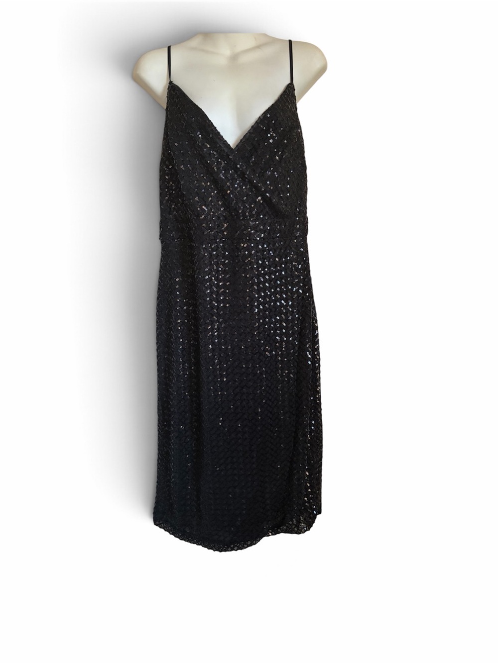 Nanette Lepore Size 12 Black Sequin Midi Dress Cocktail Party